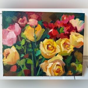 paintings on canvas original «Flowers fantasy” 11x10 oil on canvas